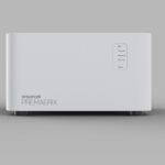 Ensorcell Premaerix laboratory gas mixer front view with illuminated status indicators for mix, vacuum, and pressure control used in medical lab instruments and gas mixing equipment.